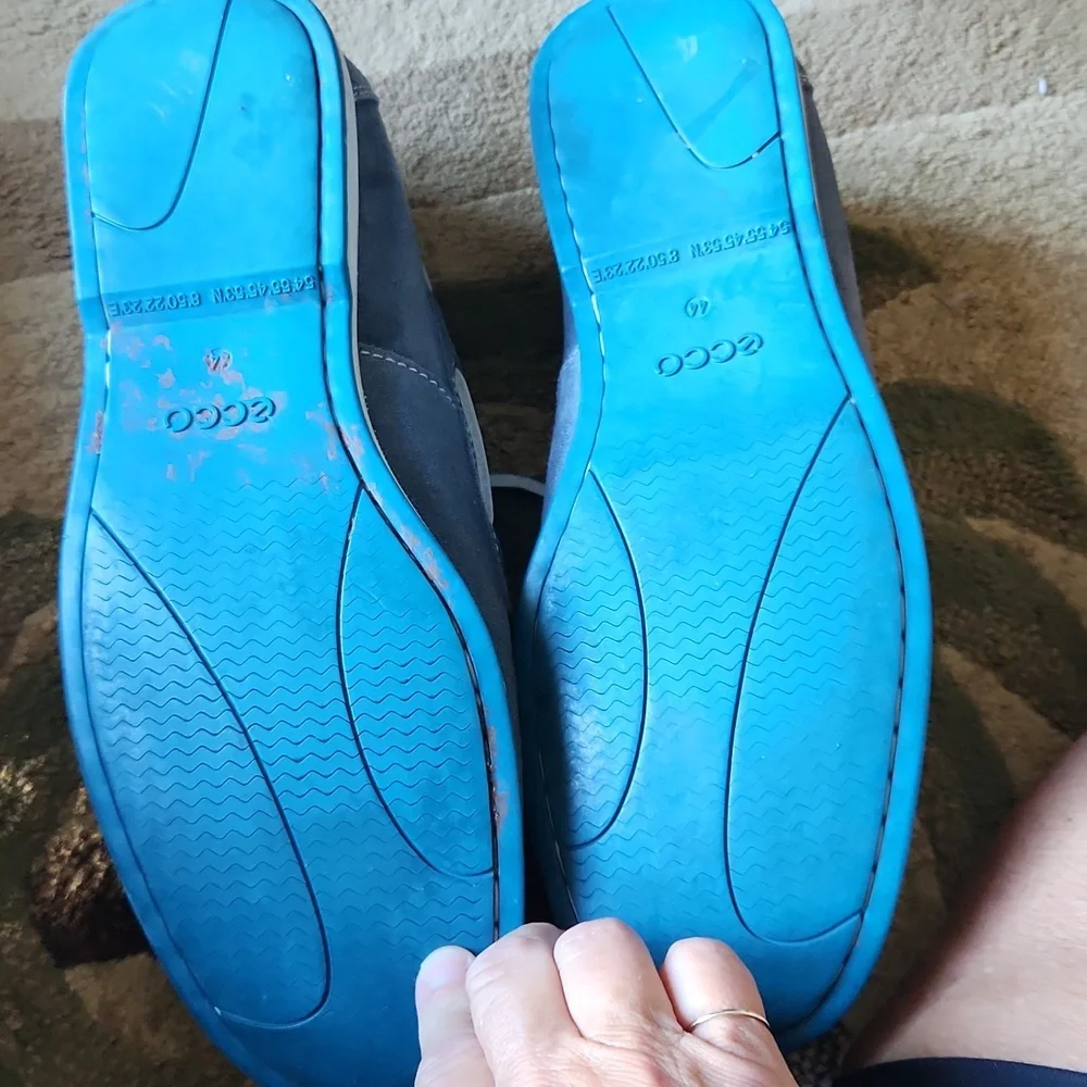 Ecco Blue and White Boat Shoes with Moccasin Design